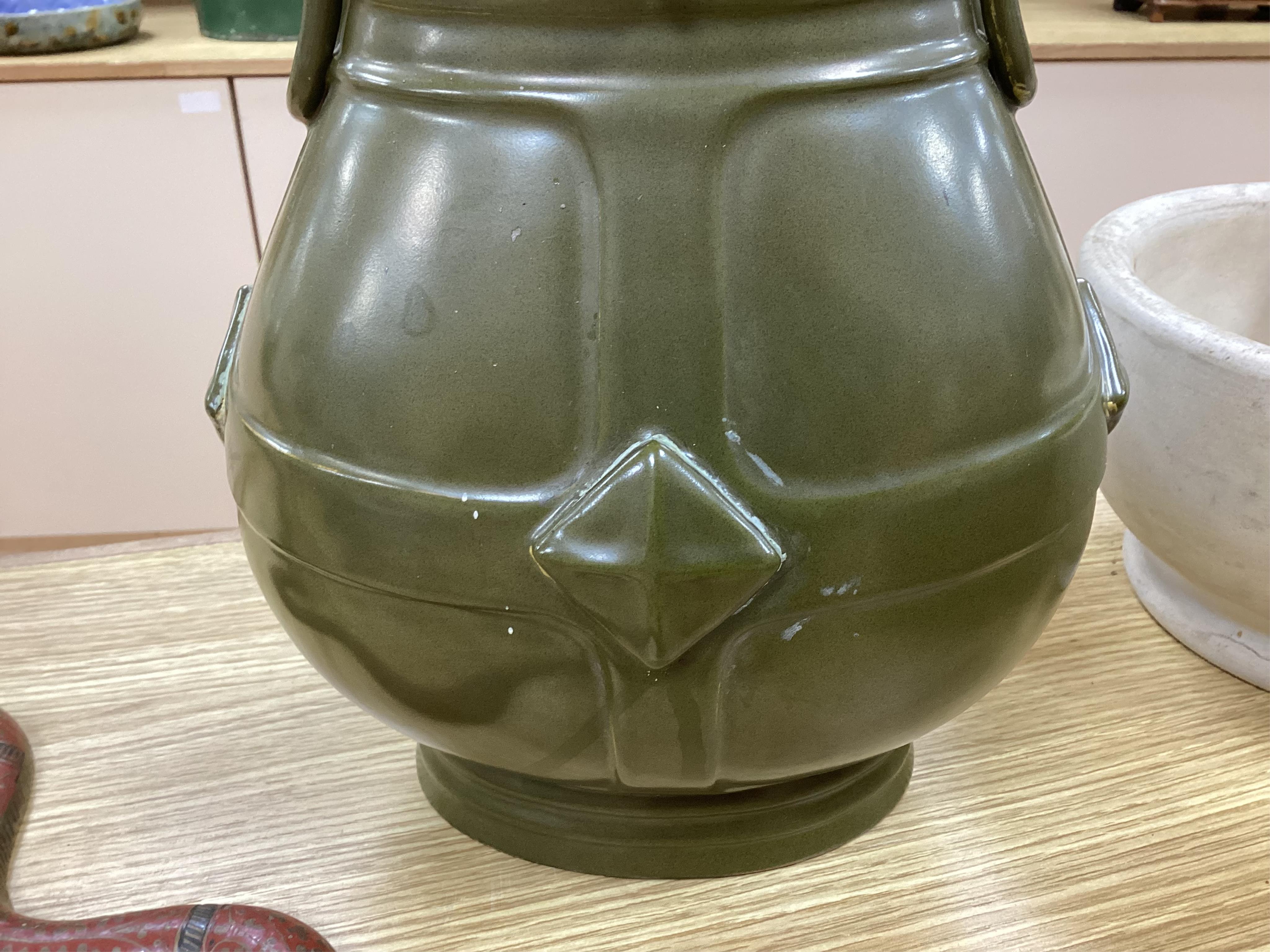 A Chinese tea dust glazed vase, 33.5cm high. Condition - fair to good